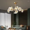 Ljuskronor ledde för vardagsrum sovrum mat kök koppar lampa modern gyllene stil design akryl kronblad pendellampor