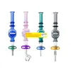 NC066 Hookah Smoking Pipes 10mm Titanium Ceramic Nail Wax Rig Quartz Banger Nails Clip Big Chamber Colorful Glass Bong