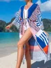 Maillots de bain pour femmes 2023 imprimé kimono boho longue tunique plage cache-ups robe vêtements de plage maxi femme femme k4426