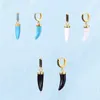 Boucles d'oreilles pendantes en Zircon pour femmes, noir et bleu, dent de loup, pendentifs, clou d'oreille, bijoux à la mode pour filles