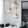 Światła sufitowe Nordic Nowoczesne szklane lampa wisząca wystrój przemysłowy LED LED żyrandol oświetlenie E27 dla kuchennej restauracji sufit LUSTER Q231120