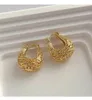 Hoop Earrings Korea's Design Fashion Jewelry 14K Gold Plated Brushed Metal U-shaped Bag Elegant Women's Daily Work Accessories