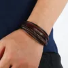 Charm Bracelets Punk Weave Magnet Buckle 117 Real Genuine Leather Bangle Bracelet Jewelry For Women Men Gift 20cm