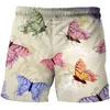 Shorts masculinos 2023 Est 3D Cartoon Borboleta Impressão Homens Praia Quick Dry Bermuda Surf Natação Troncos Engraçados Verão