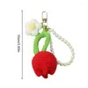 Schlüsselanhänger Handgemachte Wolle Stricken Tulpe Blume Schlüsselbund Für Frauen Mode Armband Armband Auto Schlüssel Handy Taschen Anhänger