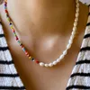 Choker färgglad sötvatten pärla pärlhalsband frö pärla smycken pärla. Halsband. Peruansk opal.