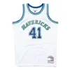 S GH DIRK NOWITZKI MAVERICK BASKETBALL JERSEY DALLA JASON KIDD STEVE NASH JAMAL MASHBURN MITCH AND NESS THROWBACK BLUE WHITE SIZE S-XXL