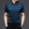 Camisas casuais masculinas Mulberry Men Clothing 2023 Summer Sleeved Trend Black Business Silk Polo Tees ZM