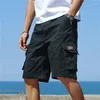 Men's Shorts Summer Cargo Solid Large Pockets Athletic Loose Wide-leg Straight-leg Pants Street