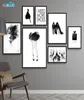 Akvarellflicka canvas tryck målning nordisk affisch mode väggkonst svart och vit bild för vardagsrum abstrakt minimalist12392298