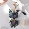 Fox Keychains Key Rings Holder for Women، Cute Brown Flower PU Leather Car Keys، Fashion Design Bag Chains Jewelry Accessories، Cartoon Animal Pendants Charms Gift