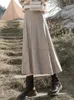 스커트 겨울 여자 우아한 니트 아인트 스커트 레이디스 발목 길이 주름 캐주얼 한 여성용 패션 2023