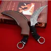 A1901 Karambit Knife 420C Laser Blade Full Tang Parcord Handle Facas de garra táticas de lâmina fixa com bainha de couro