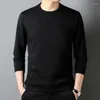 Men's Hoodies 2023 Korean Stretch T-Shirt Fashion Long Sleeve Autumn Solid Color Sweatshirt Casual Round Neck Textured Top