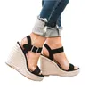 Summer Wedge Sandals Fashion Weave Platform بالإضافة إلى حجم صندل الكعب العالي السميك السميك السميك Retro Open Ladies Soes 230419
