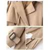 Kvinnorjackor Lossa retros dubbelbröst svart khaki vindbrytare kvinnor höst mode design vintage tunika skärmar casual long coat 230419