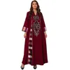 Etnische kleding Arabische Turkse Saoedi-Afrikaanse abaya's voor vrouwen geborduurde streep moslimjurk Kaftan Dubai Abaya-kleding