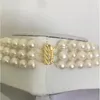 Pendant Necklaces 3 ROW 9-10mm SOUTH SEA WHITE PEARL NECKLACE 17~19 INCH14kgp Yellow Clasp 43 45 48cm231118