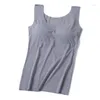 Women's Tanks Padded Bra Tank Top For Women Sleep Vest Solid Color Cami Crop Soft Breathable With Built In Removable Clothing