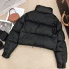 Designer recortado jaqueta para mulheres leve puffer gola de inverno parkas jaqueta feminina curto para baixo jaqueta de algodão novo triângulo padrão cordão jaqueta