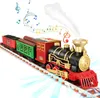 Elektrik/RC Track Lights and Sounds Retro Buhar Elektrikli Tren Seti Demiryolu Tracks Oyuncak Tren Hediyeleri Çocuklar İçin Oyuncaklar Erkekler İçin Doğum Günü Partisi Hediye 230420