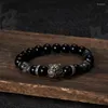 Strand NY Original Design Tigre Bracelet Hommes Et Femmes Personnalité Polyvalent Tissé À La Main Obsidienne Perlée Main Homme Bracelets