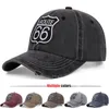 Ball Caps Trends Route 66 Embroidery Retro Washed Ladies Hat Unisex Sun Baseball Cap For Men Adjustable Denim Dad 231120