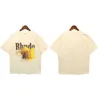 Tasarımcı Moda Giyim Tees Hip hop Tişörtleri Rhude 23ss İlkbahar yaz Yeni Yarım Kollu Erkek Amerikan Büyük Boy Kartal Mektup Baskı Çift Tarzı Gevşek Streetwear