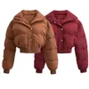 Parkas en duvet pour femmes OOTD, manteau en coton à col Polo marron, veste courte à poitrine unique, chaud, solide, Unique PB ZA Wine Park 231120