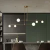 Kronleuchter Nordic Modern Led Pendelleuchten Lang Milchig Weiß Glas Designer Creative Bar Magic Bean Golden Kitchen