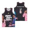 Moive Basketball Film Grand Theft Auto Jersey Vice City Rockstar Gamesピンクホワイトオールエドチームブラックブルーレッドカレッジプルオーバーレトロ