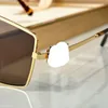 Nya populära designer solglasögon för kvinnor 51Z Ladies Glasses UV400 Skyddslinser Square Connect Metal Gold Frames Brown Simple Retro Eyewear Come With Pink Case