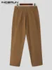 Pantalons pour hommes mode bien ajusté pantalons plissés croisés pour hommes mode décontracté mâle solide confortable taille haute pantalon S-5XL INCERUN 230420