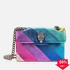 Kurt Geiger Mini Kensington Sacs à bandoulière Sac à main en cuir véritable Rainbow Cow Eagle Sac à bandoulière 20 cm P