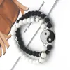 Charm Bracelets 2 Pcs Yin Yang Bagua Bracelet Couples Beaded Decorative Bangle Natural Stone Tai Chi Style Meaningful Lovers