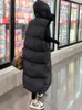 Kvinnors västar väst kvinnor jackor varm väst elegans långa rockar för vinter koreansk mode snörning ärmlös pufferjacka 2023