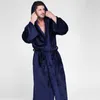 Vêtements de nuit pour hommes hiver chaud flanelle robe de chambre avec capuche hommes femmes couples corail polaire peignoir extra long grande taille kimono peignoir de bain