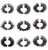 Colored False Eyelashes 3D Fluffy Faux Mink Color Eye Lashes Strip Wipsy Multicolored Fake Lash for Daily Christmas Cosplay Party 7386506