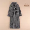 Men's Sleepwear Men Casual Kimono Bathrobe Autumn Winter Flannel Long Robe Thick Warm Plus Size 3XL Nightgown Male Loose Home Wear