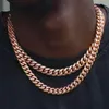 Kettingen Hip Hop Miami Cubaanse Link Chain Kettingen Voor Mannen 8mm Rose Goud 316L Titanum Staal Choker Mode sieraden2561