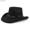 Breite Krempe Hüte Eimer Männer Frauen Woll Western Cowboy Sonnenhüte Party Reise Sombrero Outdoor Caps Klassisch Retro US Größe 7 1/4 UK L 240319