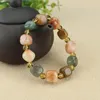 Strand Gold Silk Jade Nature Stones Bracelet com cor aleatória de mão aleatória gobi abacus bished Vintagjewelry nacional