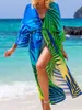 Maillots de bain pour femmes 2023 imprimé kimono boho longue tunique plage cache-ups robe vêtements de plage maxi femme femme k4426