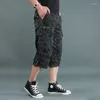 Shorts masculinos verão calças longas vários bolsos militar zíper carga pontes táticas curtas para homens exército verde cáqui