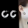 Hoop Huggie Hollow Tube Hoop Earring for Women Stainless Steel Medium Bold Tarnish Free Minimalist Brincos 230419