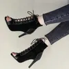 Caz sandalet moda dans kadınları sandal seksi ince topuklu ayakkabılar Avrupa tarzı gladyatör açık ayak parmağı siyah bayanlar dans ayakkabı