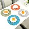 Tapetes de mesa Almofada de utensílios de mesa Cor sólida PVC Padrão de bambu Resistente ao calor Acessórios de decoração circular Pano para casa