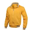 Men's Jackets Business Casual Cardigan Jacket Spring Autumn Standing Collar Coat Solid Color Waterproof Zipper Sports