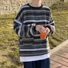 Men's Hoodies Chic O-Neck Shrink Resistant Simple Casual Striped Pattern Sweatshirt Pullover Top Elastic Male Daily Clothing
