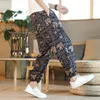 Men's Pants Cotton Linen Harem Men Joggers Retro Print Dstring Trousers 2023 Summer Autumn Loose Streetwear Hip Hop Casual